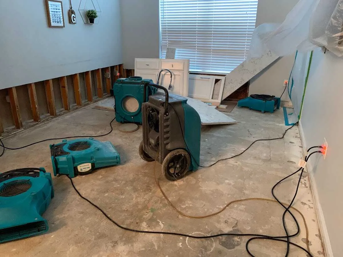 Dehumidifier in flood-cut room for Water Damage Restoration in Zephyrhills South